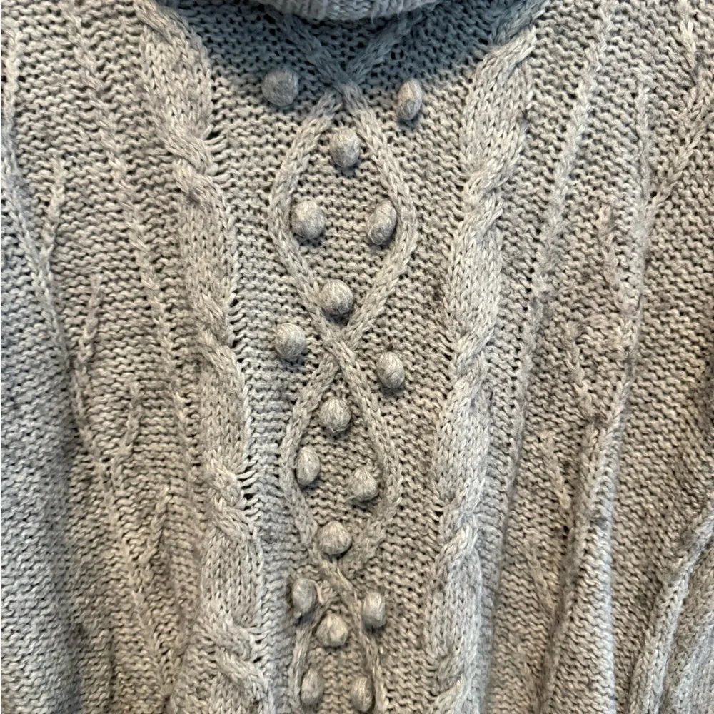 St. John's Bay Heather Gray Cowl Neck Bobble Sweater XL Knit Warm Soft Winter
